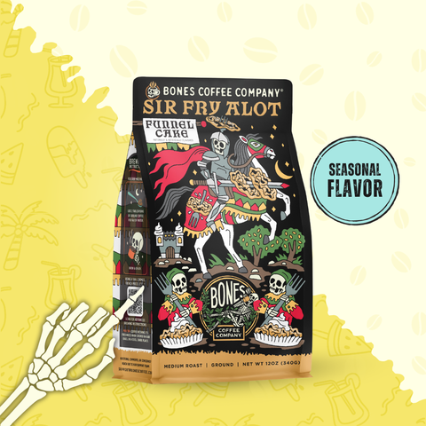 Bones Coffee Company - Sir Fry Alot Funnel Cake Coffee | 12oz | Whole Bean & Ground
