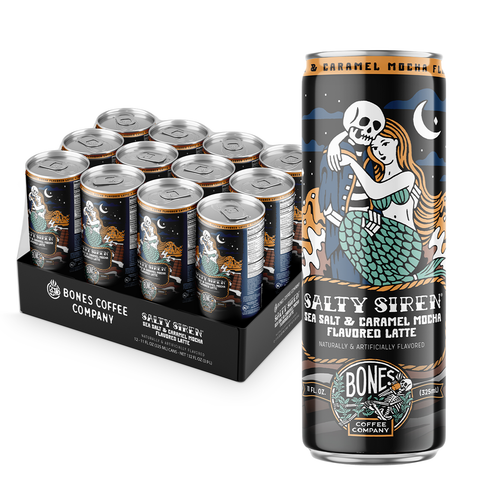Bones Coffee Company - Salty Siren Latte | 12-Pack | Iced Canned Coffee