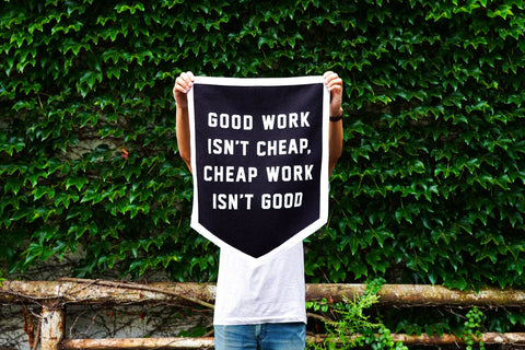 Oxford Pennant - Good Work Isn't Cheap Camp Flag • Promises Kept Events x Oxford Pennant