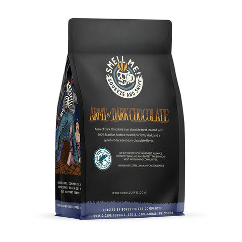 Bones Coffee Company - Army of Dark Chocolate Coffee | 12oz | Whole Bean & Ground