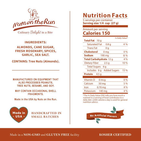 Nuts On The Run - Rosemary Almonds